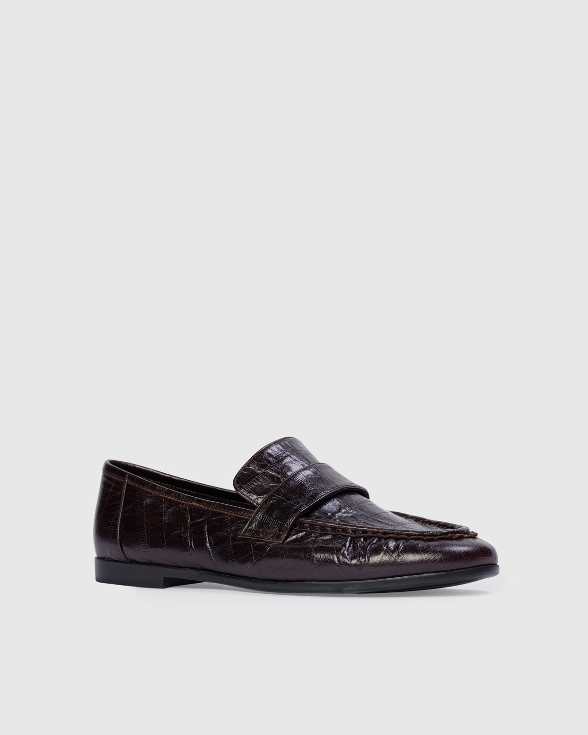 Arrow Loafer in Brown Eel Printed Leather