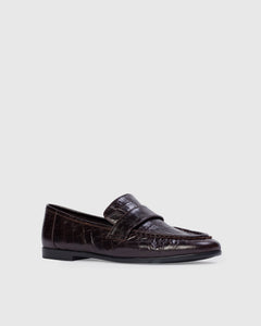 Arrow Loafer in Brown Eel Printed Leather
