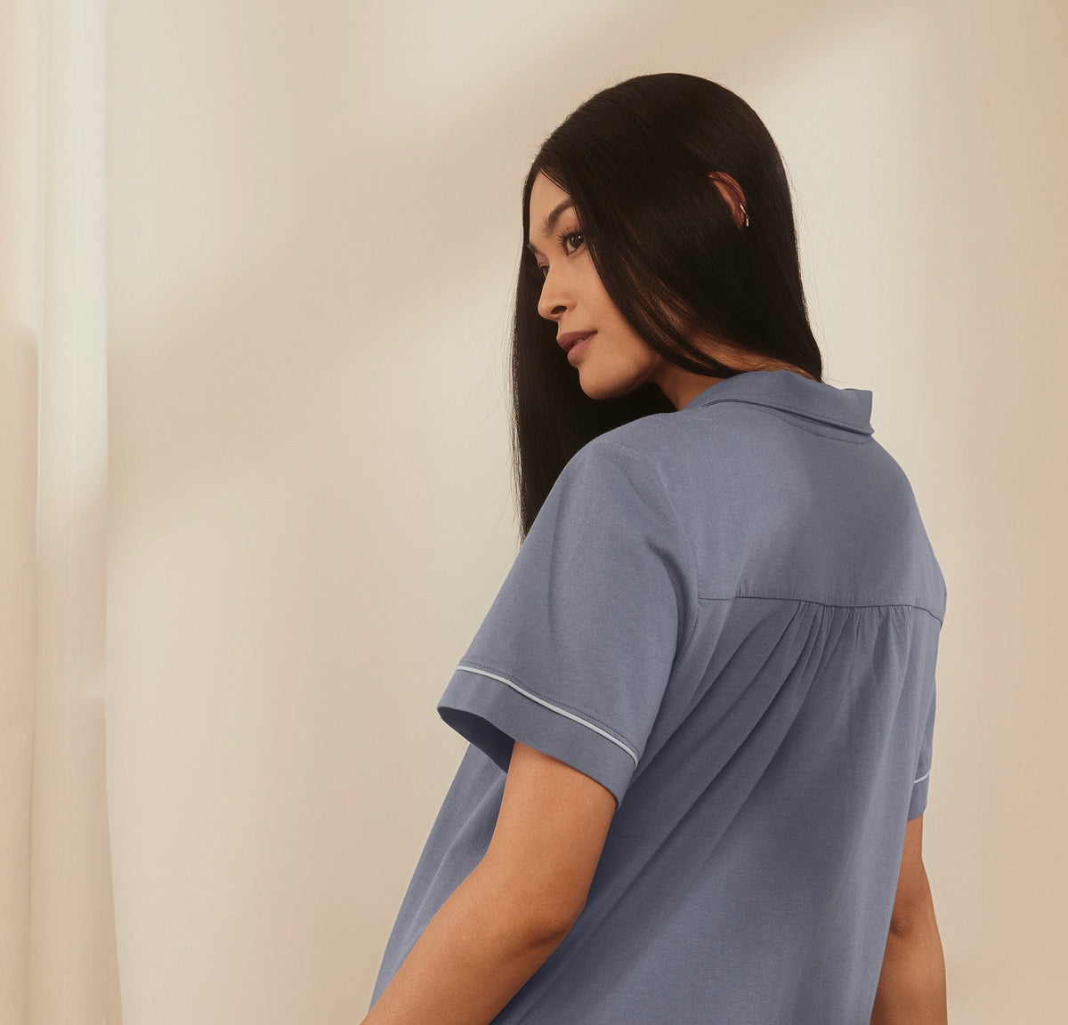 Women's Soft Knit Short Sleeve & Pants Pajama Set in Mineral