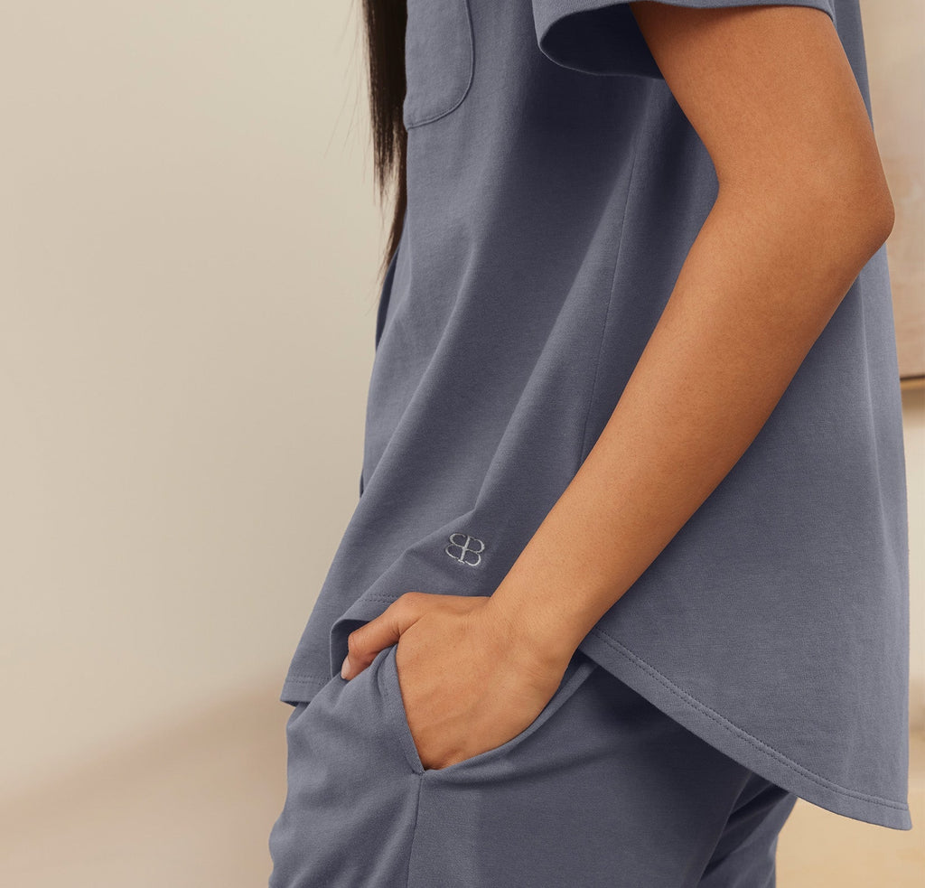 Women's Soft Knit Short Sleeve & Pants Pajama Set in Mineral