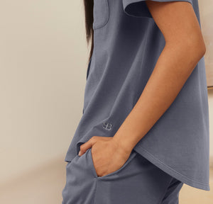Women's Soft Knit Short Sleeve & Pants Pajama Set in Mineral