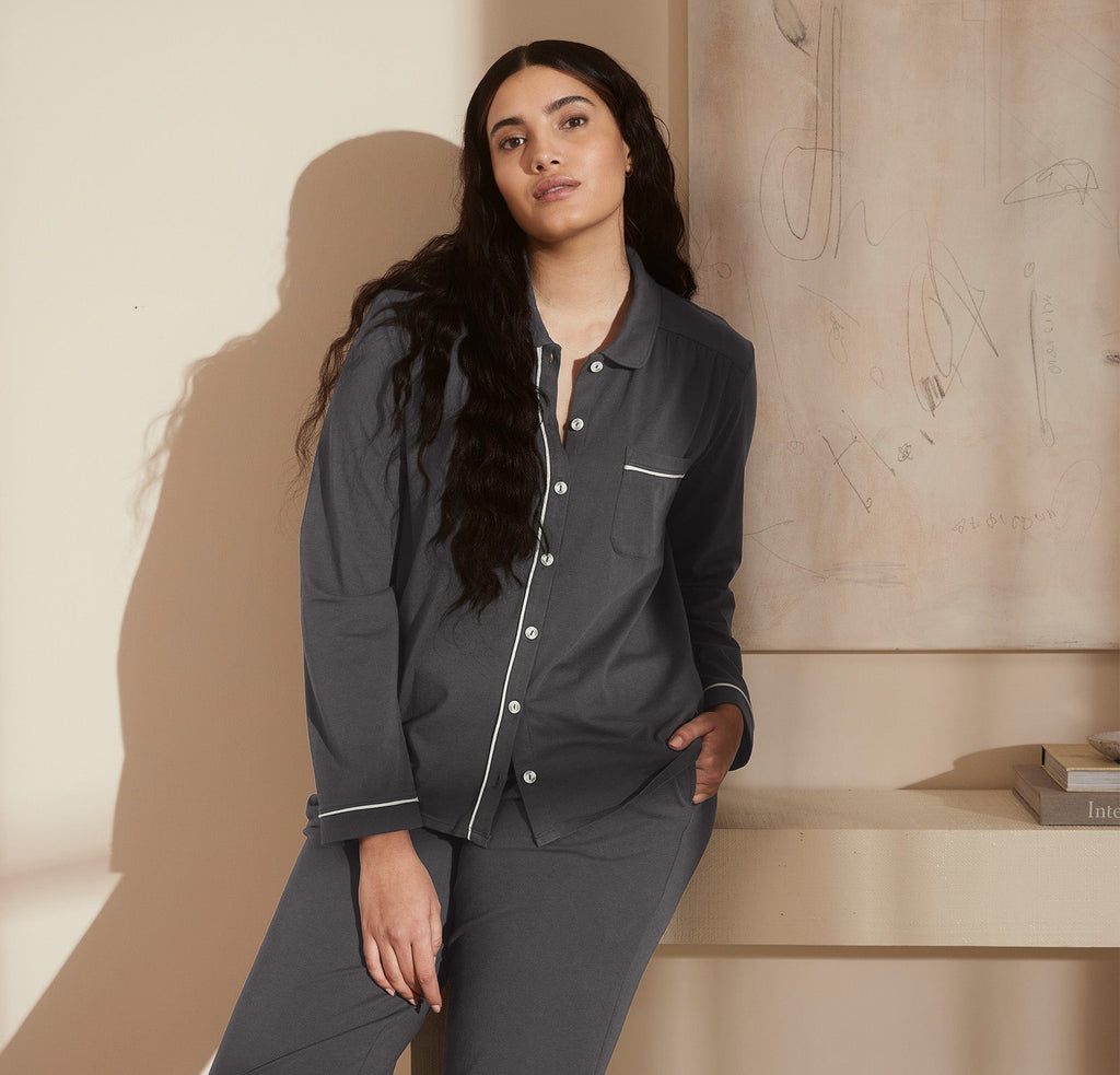 Women's Soft Knit Long Sleeve & Pants Pajama Set in Night