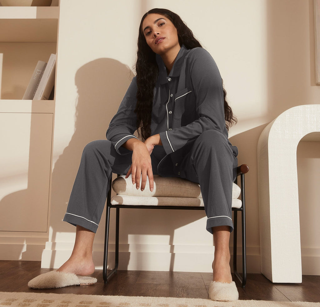 Women's Soft Knit Long Sleeve & Pants Pajama Set in Night