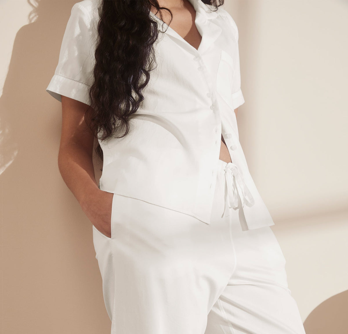 Women's Signature Short Sleeve & Pants Pajama Set in White