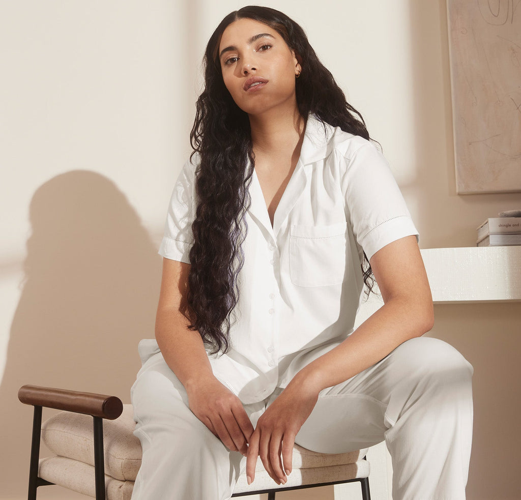 Women's Signature Short Sleeve & Pants Pajama Set in White