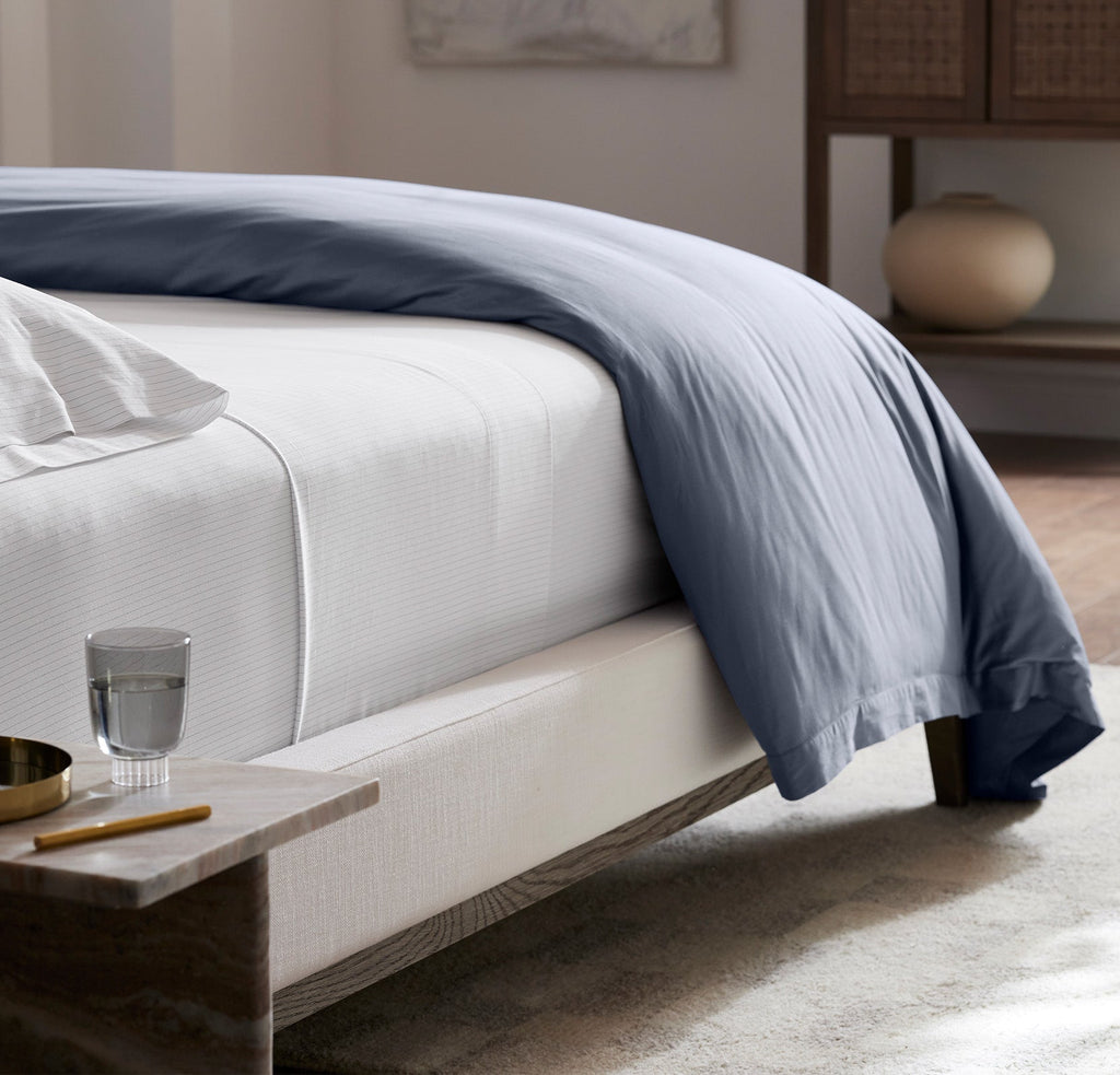 Percale Hemmed Duvet Set in Mineral