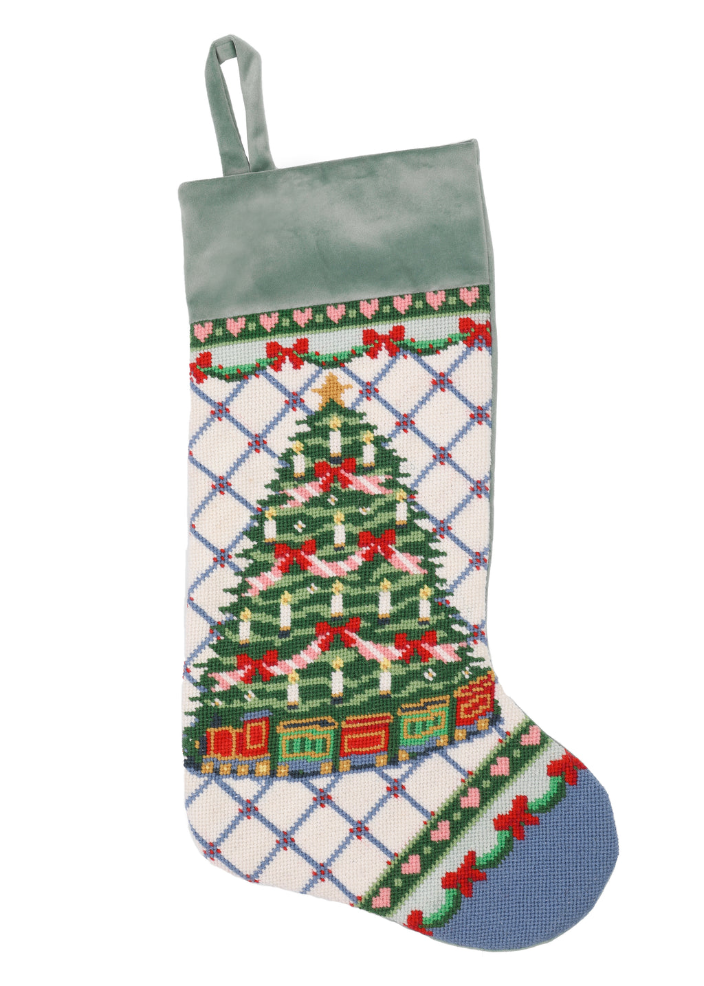 Velvet Cuff Ribbon Christmas Tree Stocking