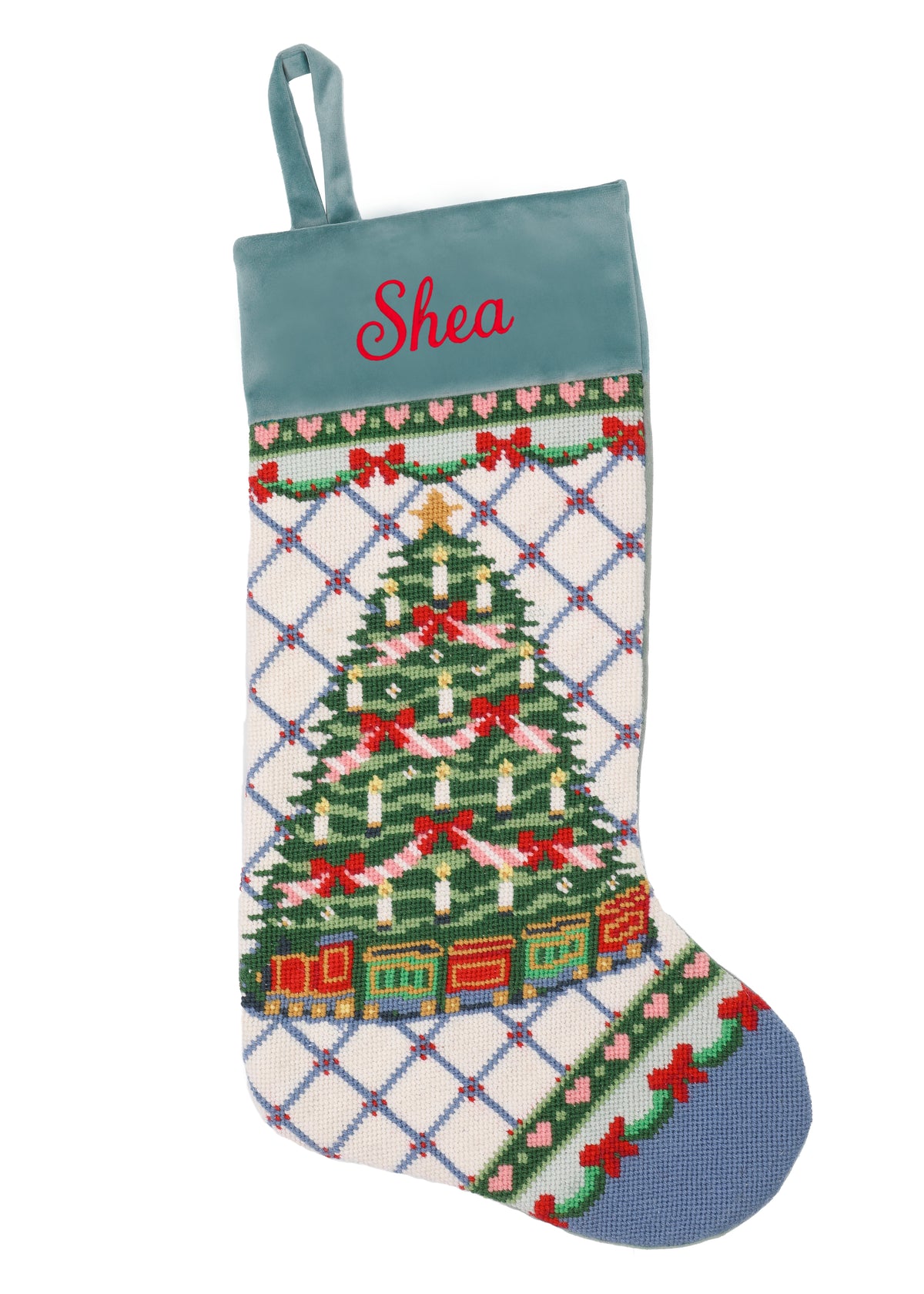 Velvet Cuff Ribbon Christmas Tree Stocking