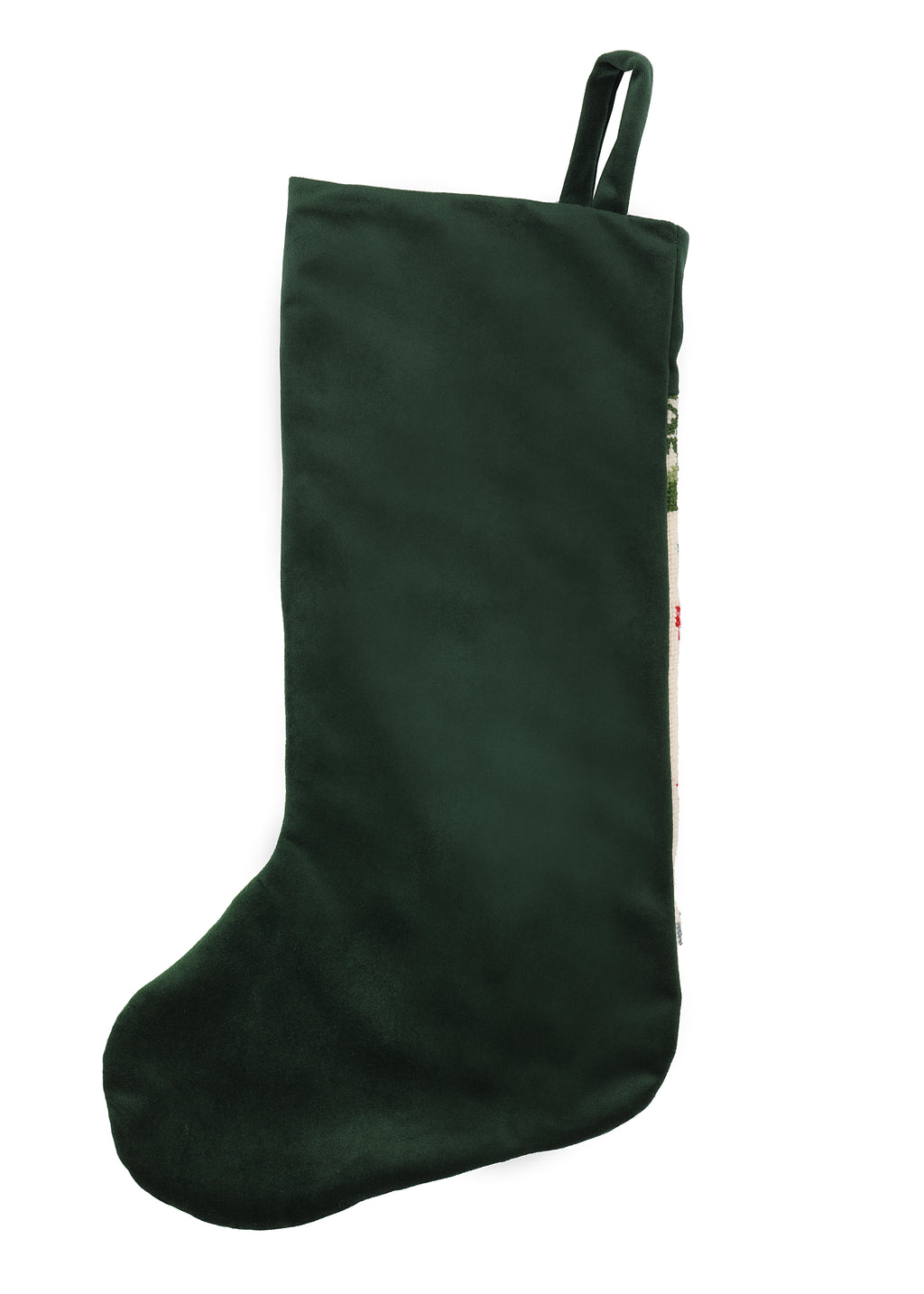 Velvet Cuff Christmas Tree Stocking in Forest Green