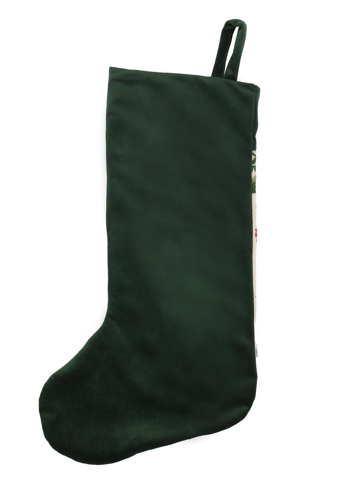 Velvet Cuff Christmas Tree Stocking in Forest Green