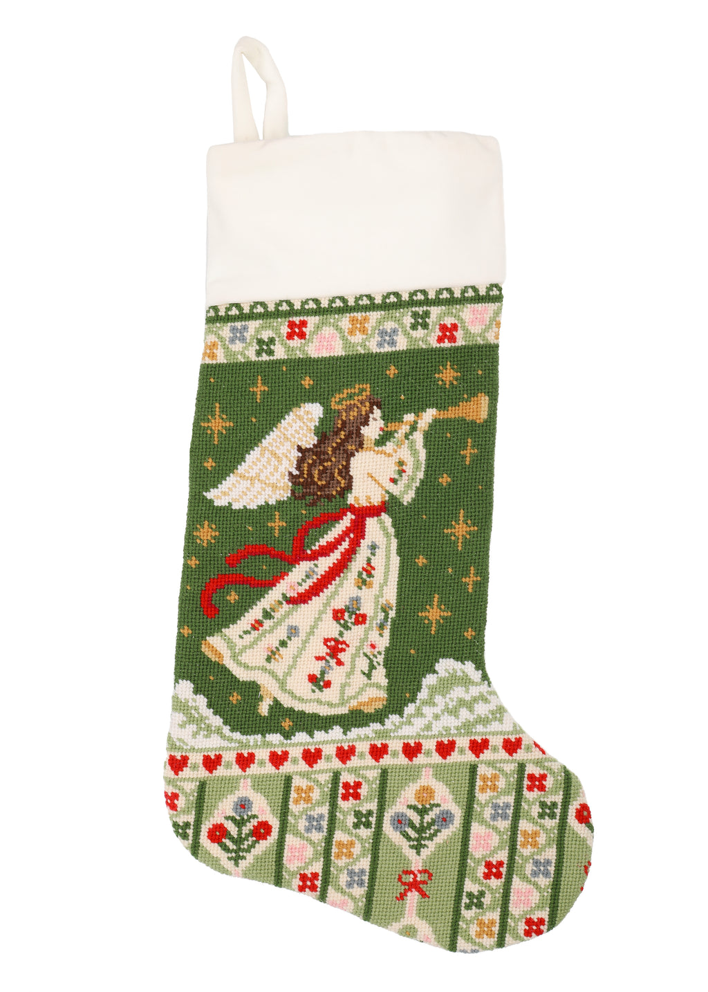 Velvet Cuff Angel Stocking