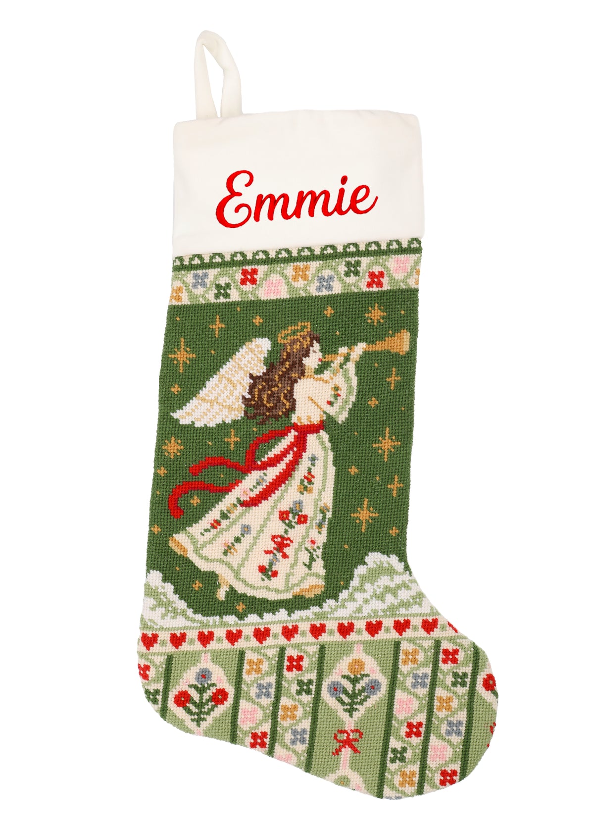 Velvet Cuff Angel Stocking