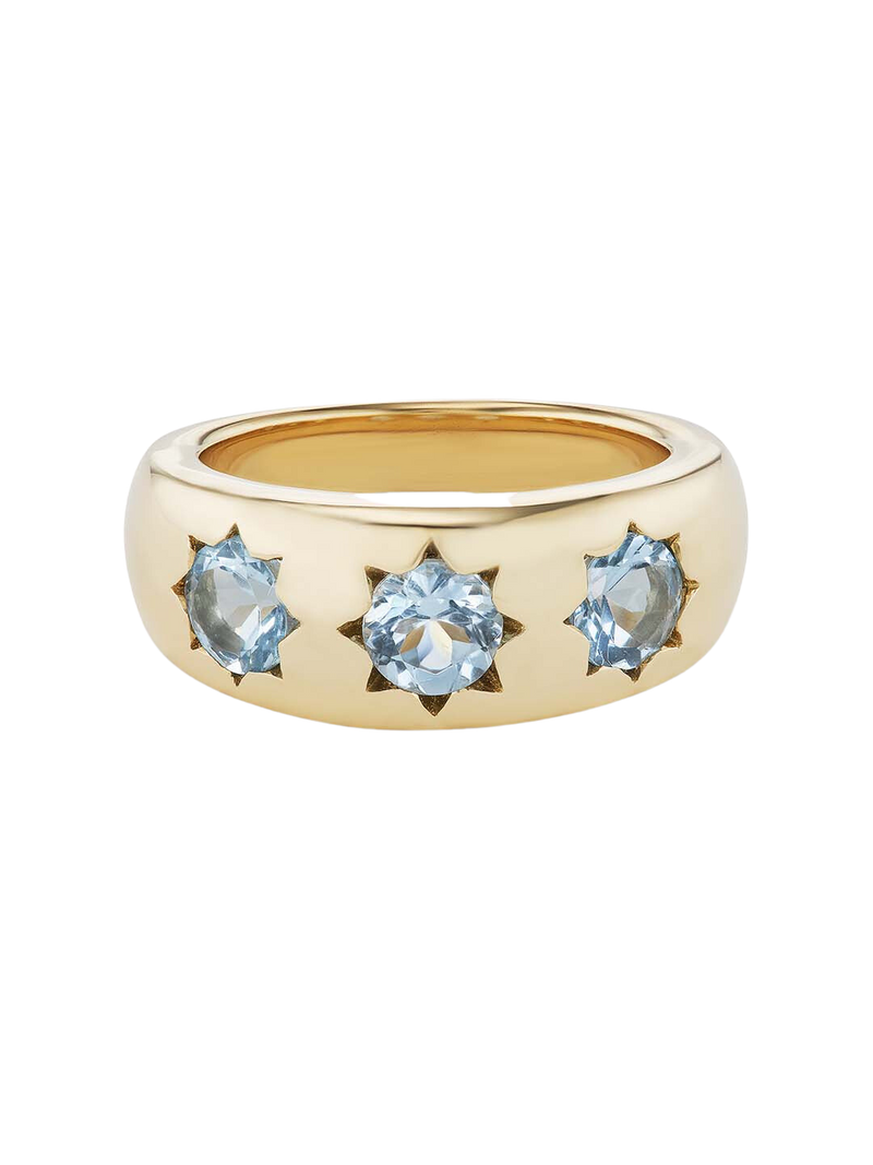 Gemma Starburst Ring Aqua