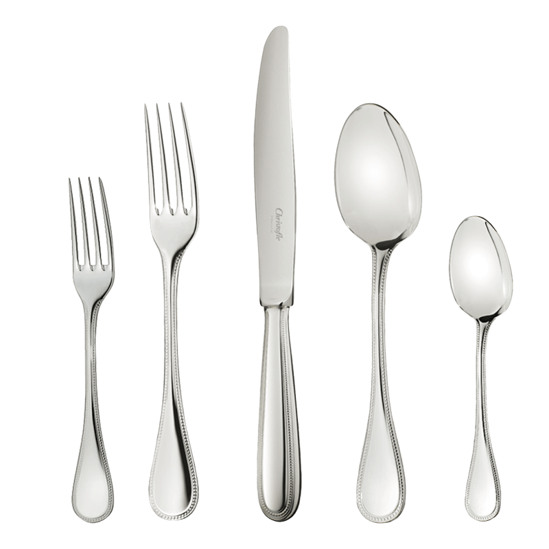 5-Piece Stainless Steel Flatware Set Steel Perles
