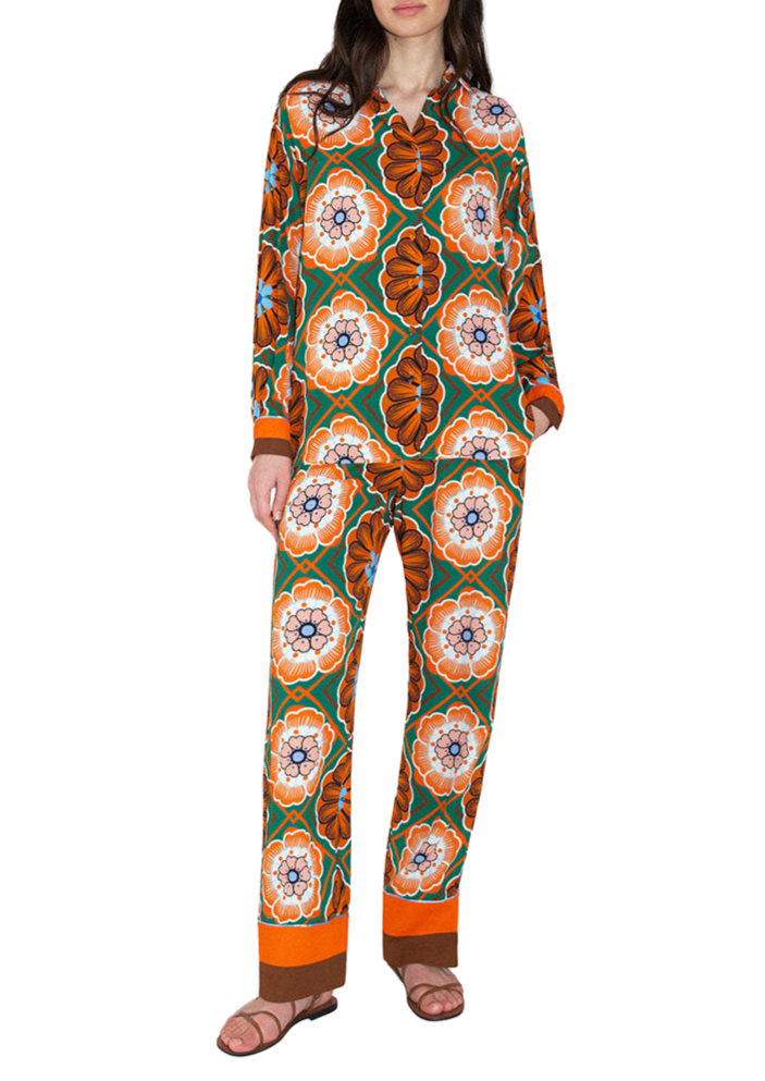 Havana Crepe Trouser in Flower Pop Orange