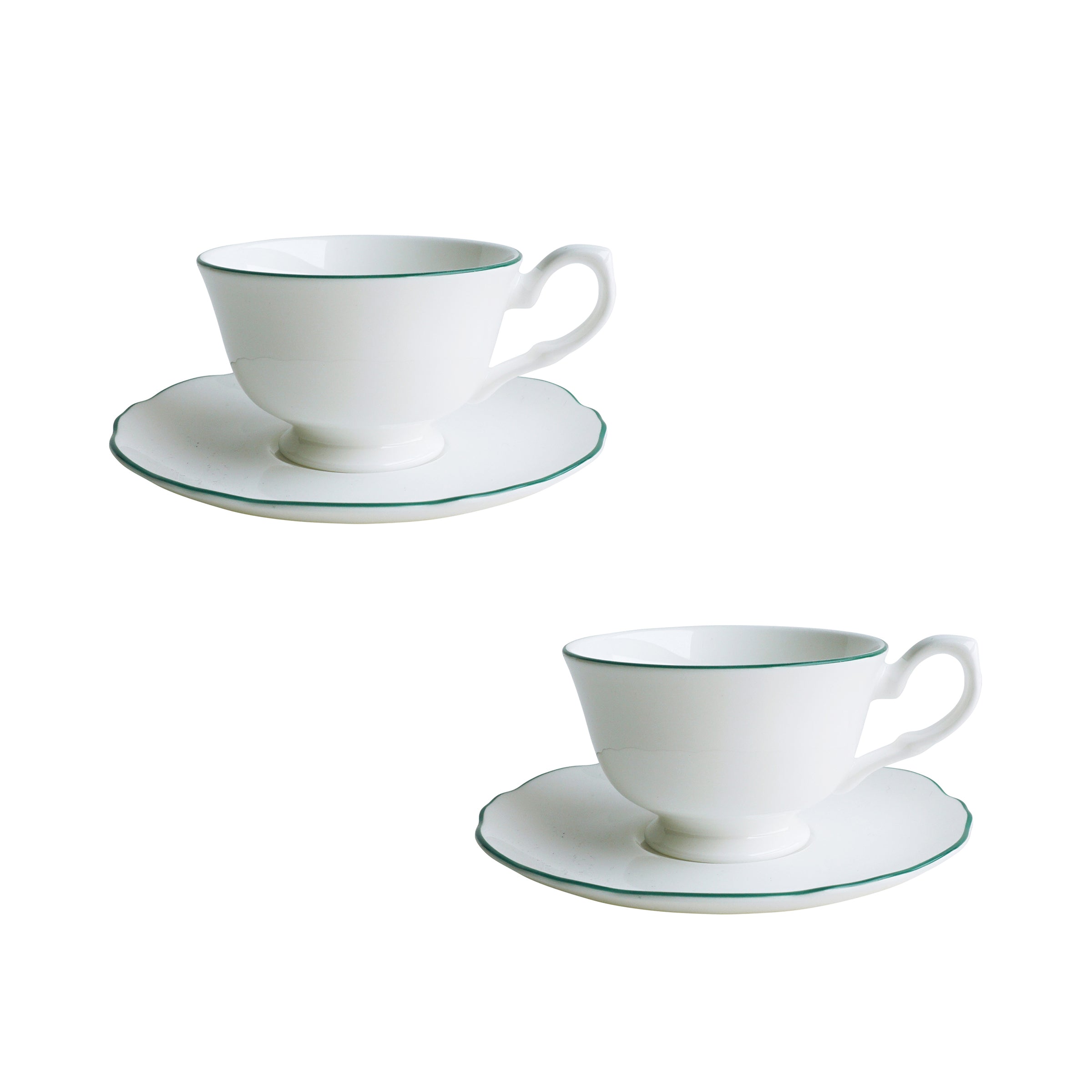 Amelie Forest Green Set of 2, Espresso Cups & Saucers