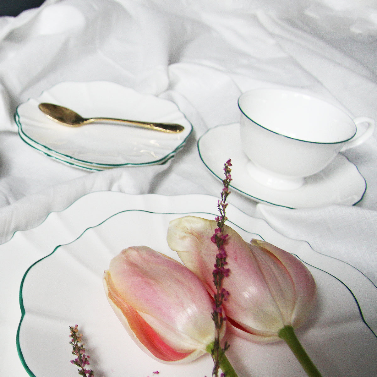 Amelie Forest Green Tea Cup & Saucer