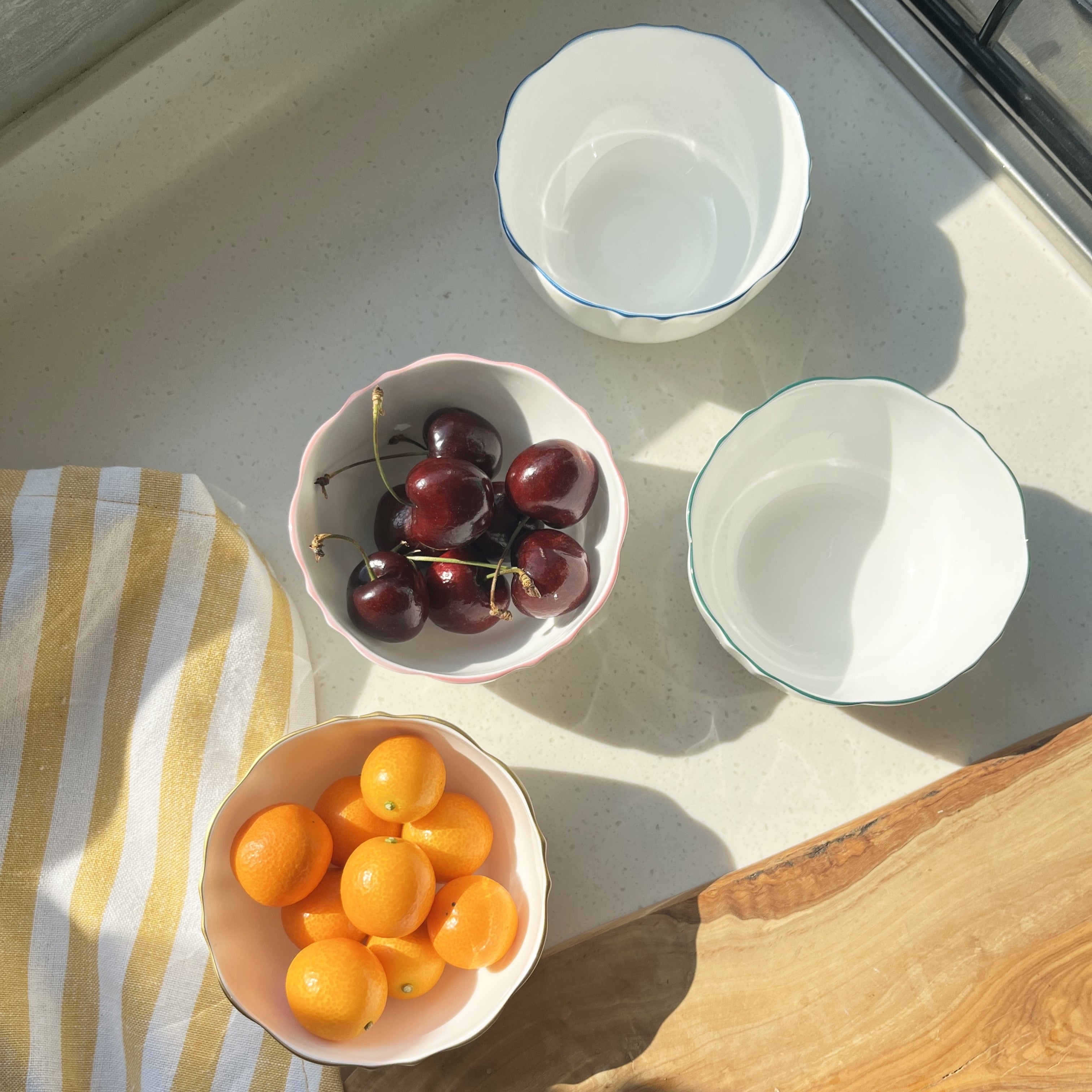 Amelie Forest Green Set of 2, Fruit, Nut & Rice Bowls