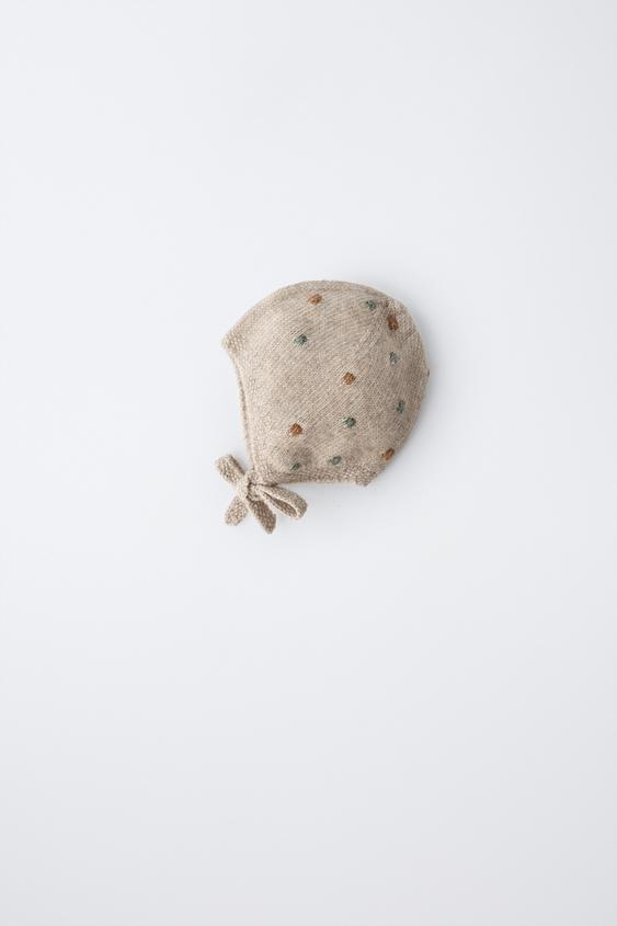 BEADED KNIT BONNET (0-3M)