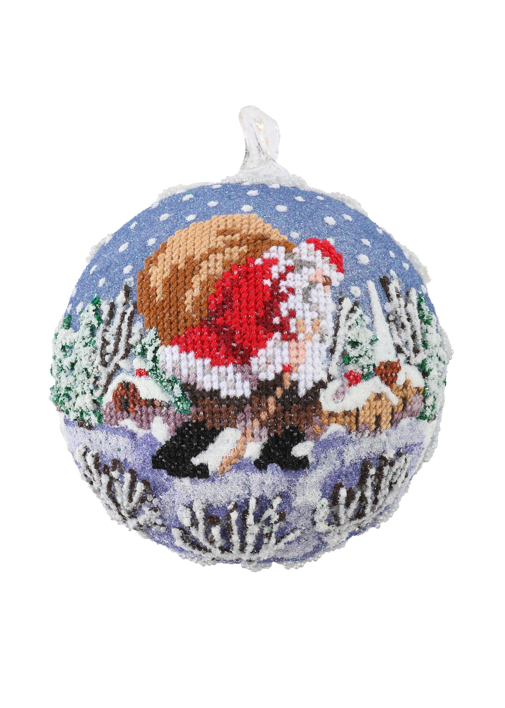 Snowfall Santa Ornament