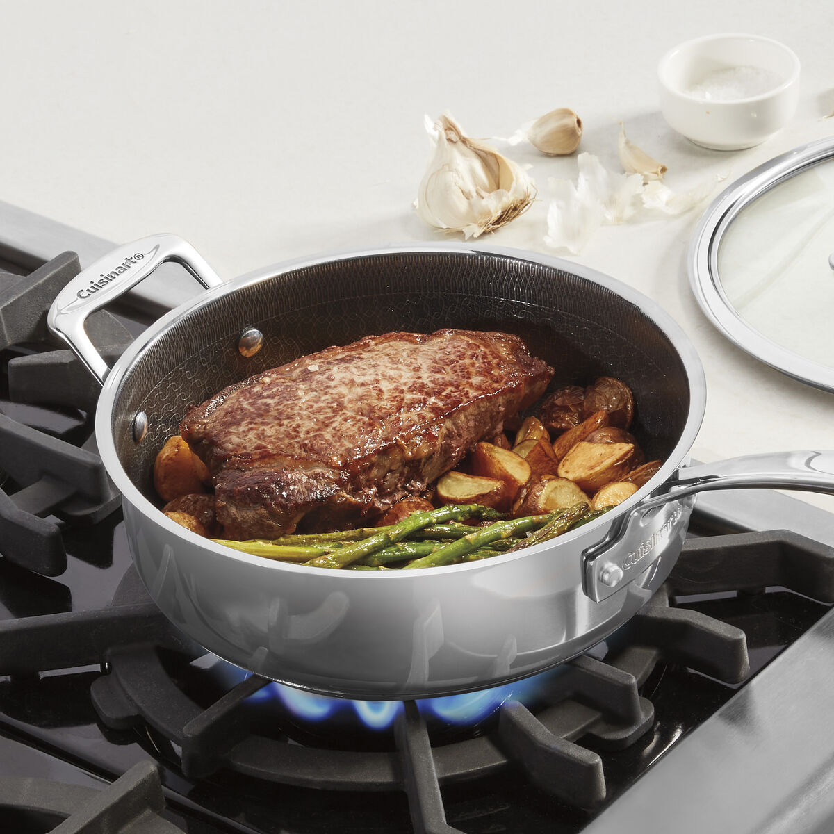 3.5 Qt. Sauté Pan with Cast Handle & Cover in Stainless Steel
