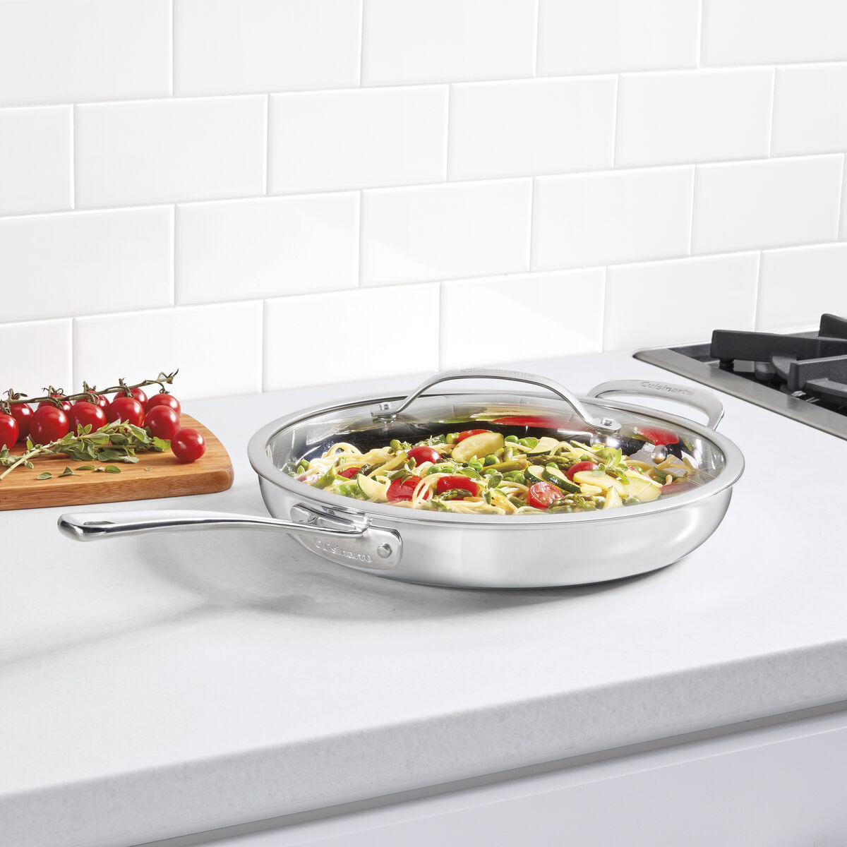 PureClad® Triple-Ply 12" Stainless Steel Skillet with Helper Handle and Cover in Stainless Steel