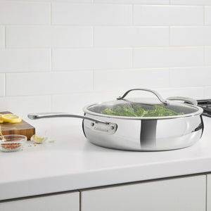 PureClad® Triple-Ply 5.5 Qt. Stainless Steel Sauté Pan with Helper Handle and Cover in Stainless Steel