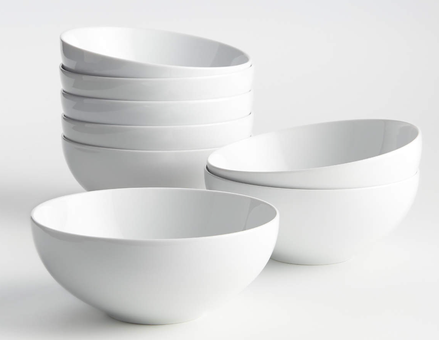Aspen 7" Porcelain Cereal Bowls, Set of 8
