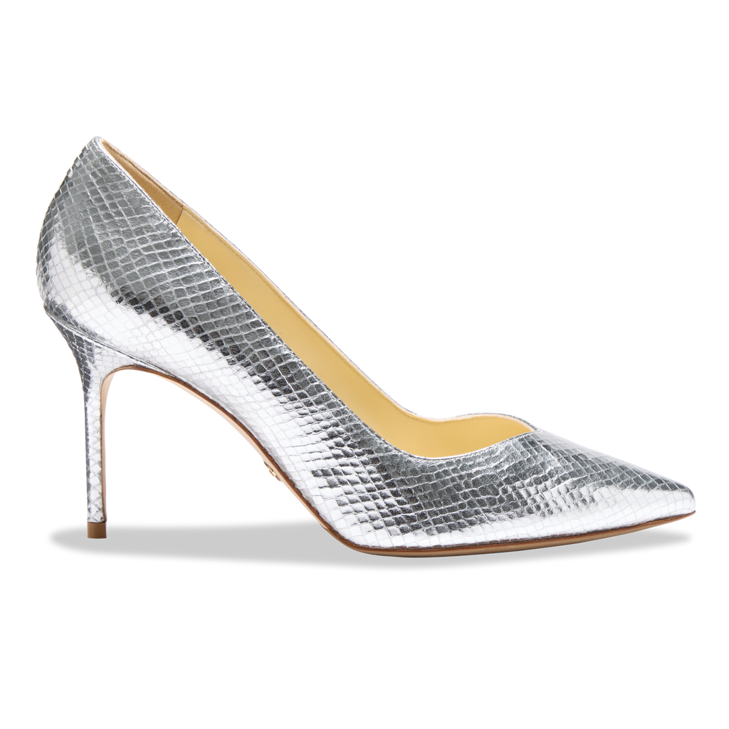 Perfect Pump 85 in Silver Embossed Snake