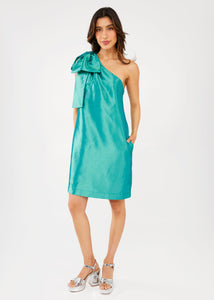 Cassie Dress in Teal Dupioni