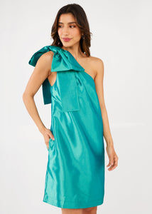 Cassie Dress in Teal Dupioni