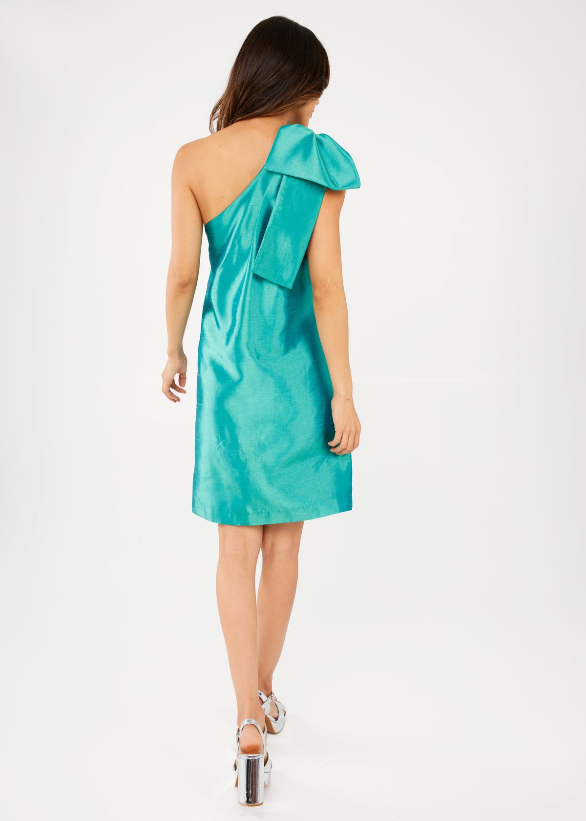 Cassie Dress in Teal Dupioni
