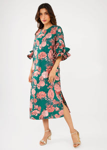 Bronwyn Dress in Forest Mum Jacquard