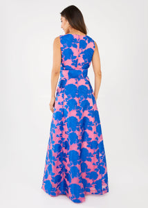 Arden Gown in Pink and Blue Tea Rose Organza