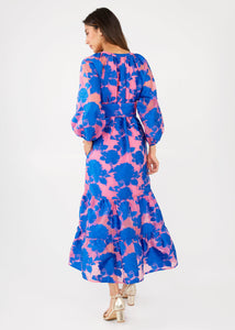 Elise Dress in Pink and Blue Tea Rose Organza