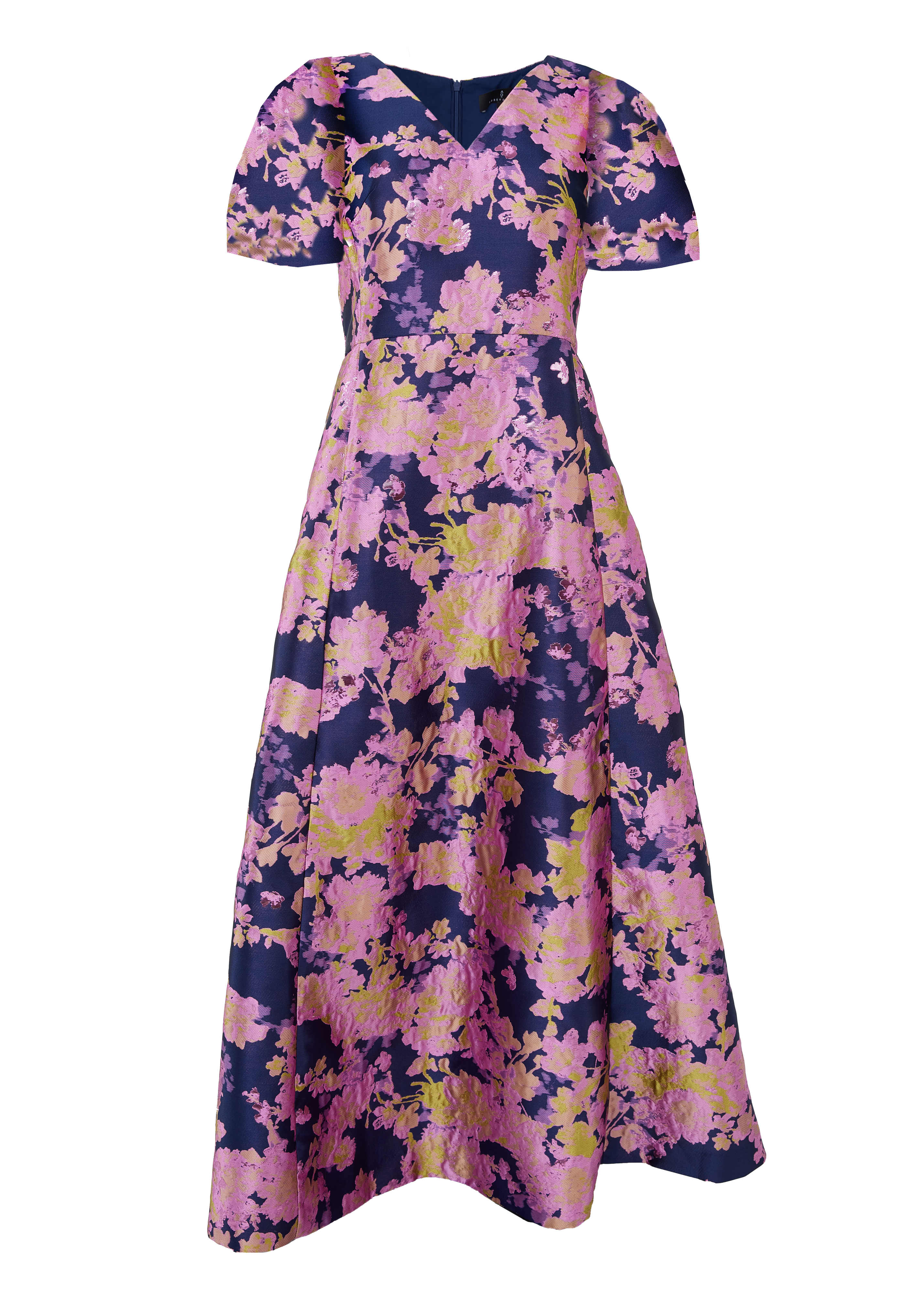 Arden Gown in Navy Abstract Brocade