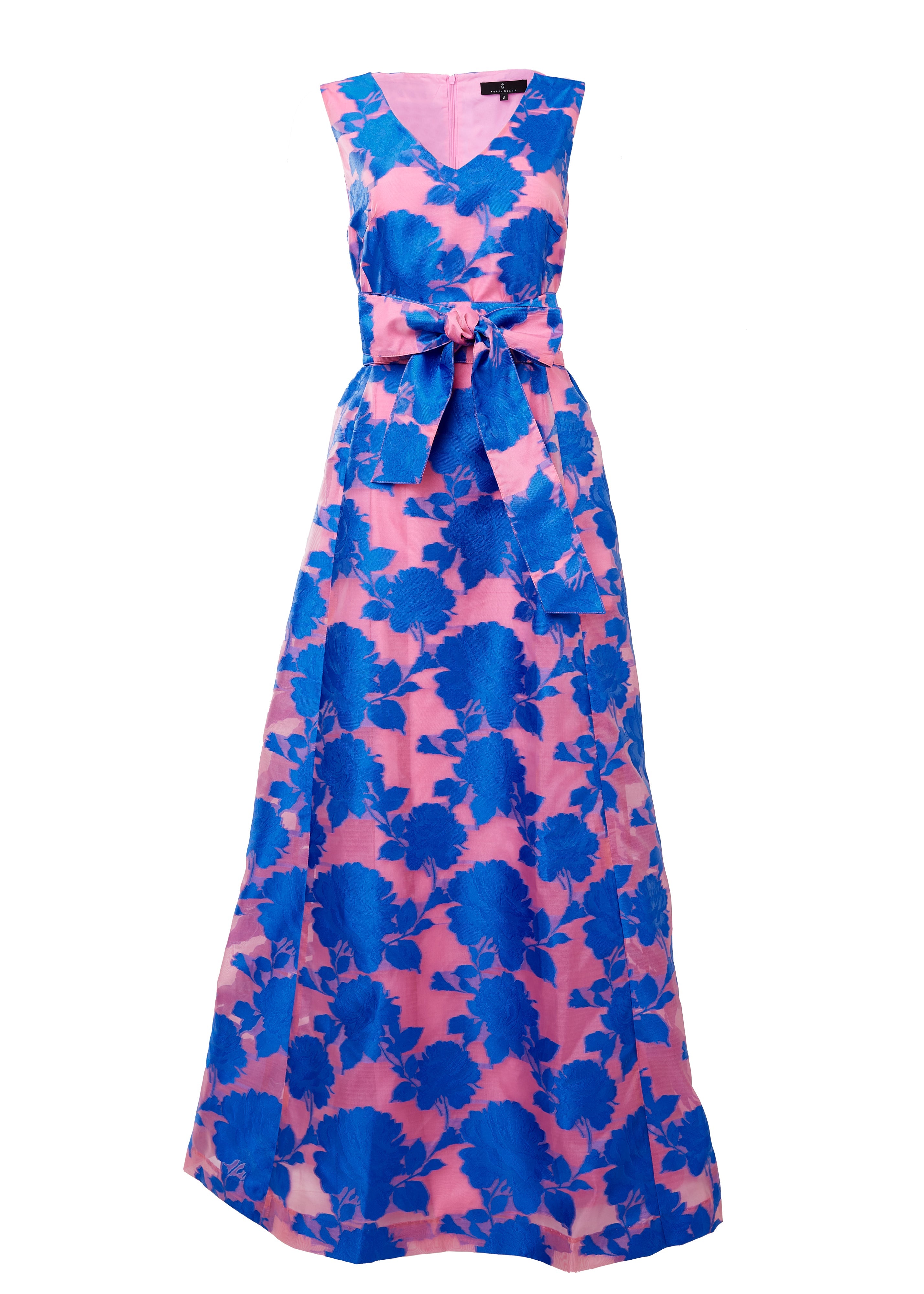 Arden Gown in Pink and Blue Tea Rose Organza