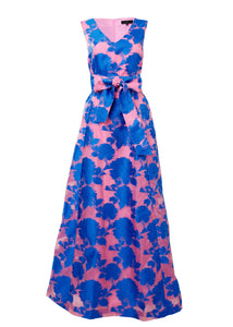 Arden Gown in Pink and Blue Tea Rose Organza