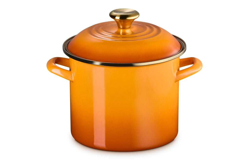 Le Creuset Classic Round Stockpot with Gold Rim in Persimmon