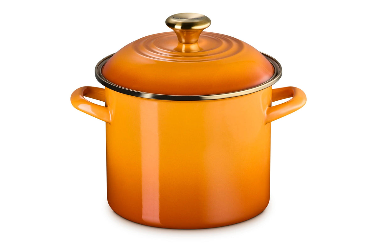 Le Creuset Classic Round Stockpot with Gold Rim in Persimmon