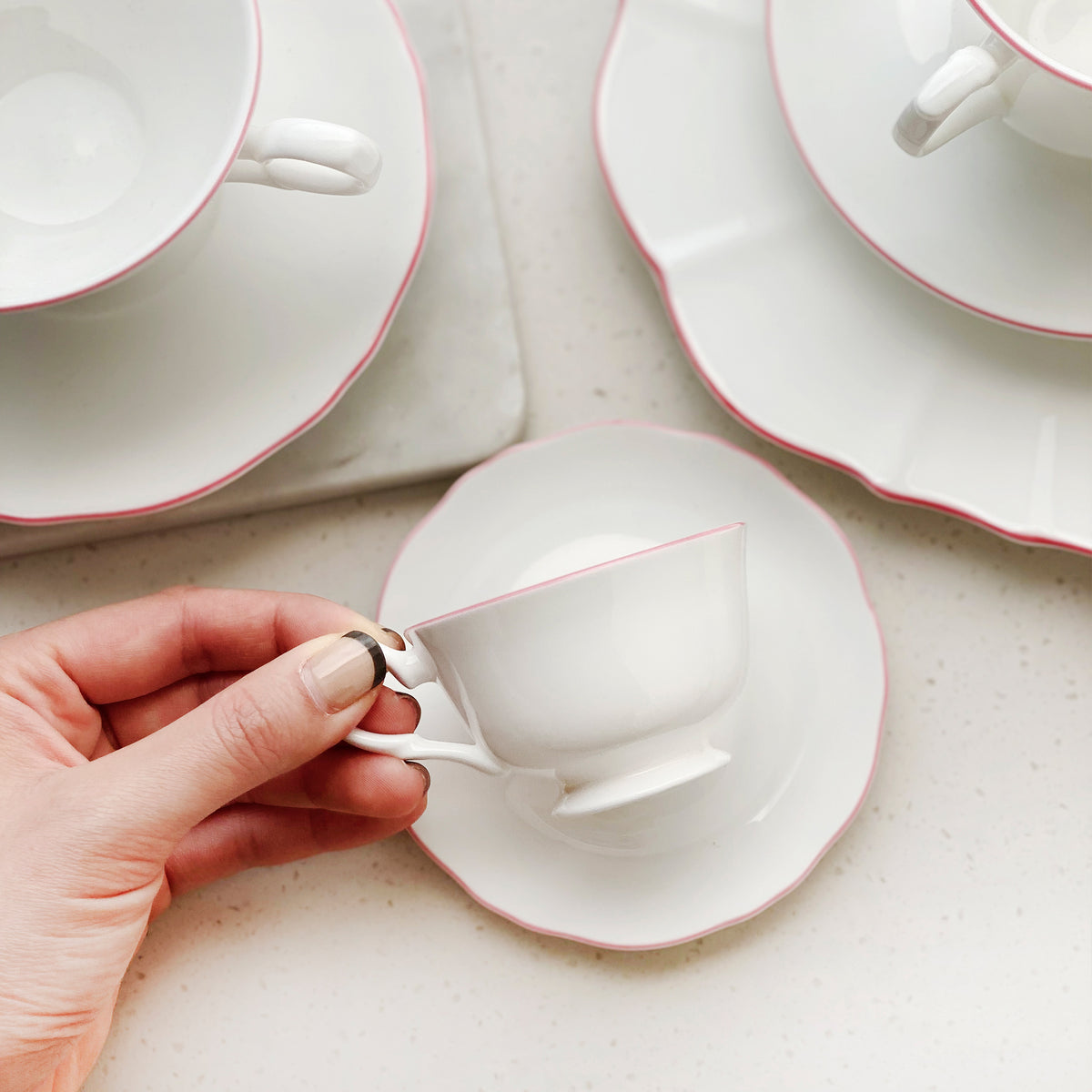 Amelie Roseate Set of 2, Espresso Cups & Saucers