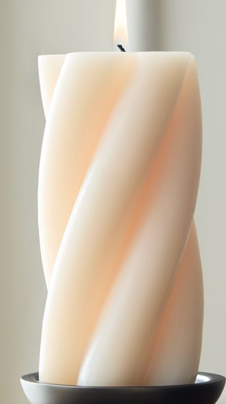 Chunky Twist Pillar Candles in Ivory