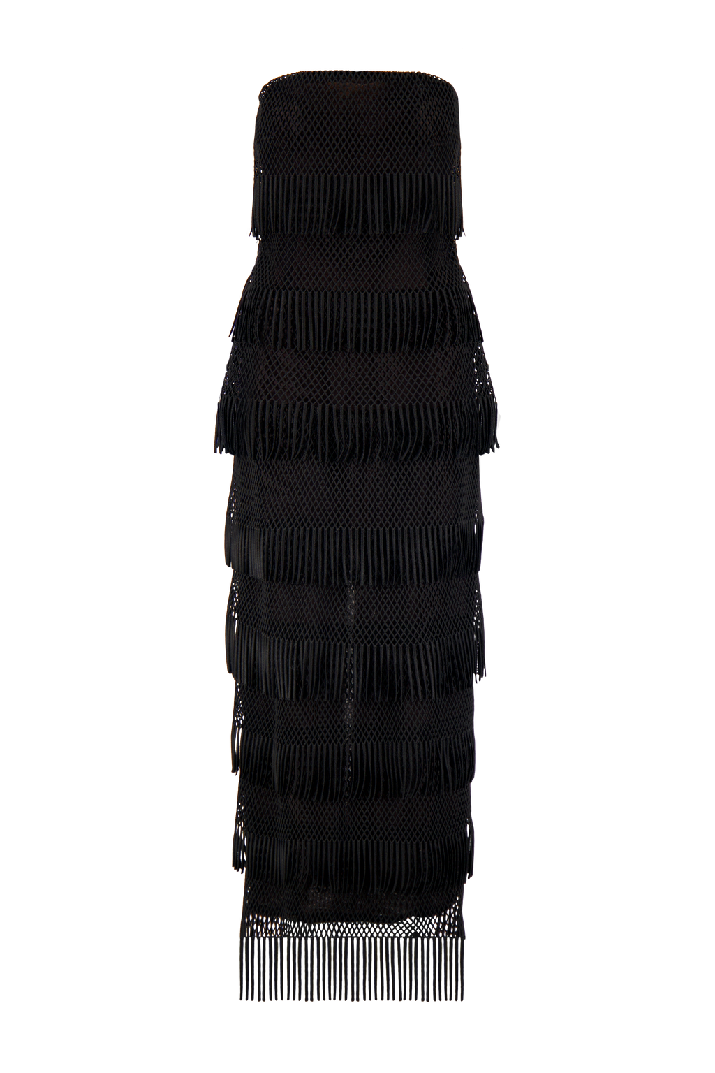 Macrame Lace Column Dress in Black
