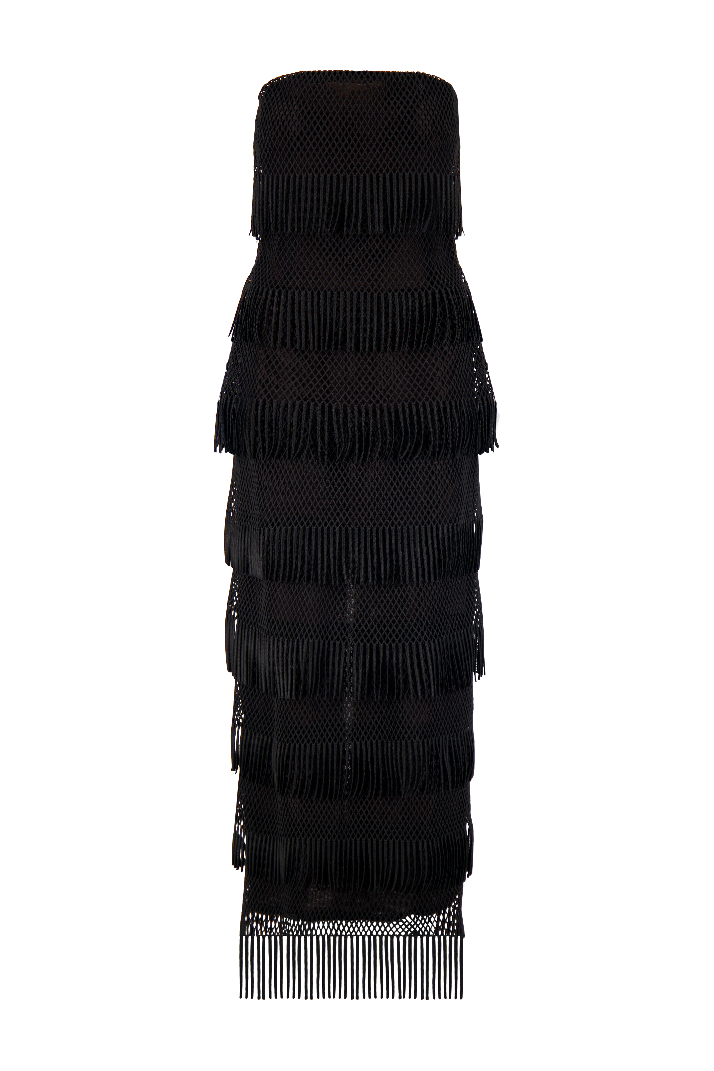 Macrame Lace Column Dress in Black