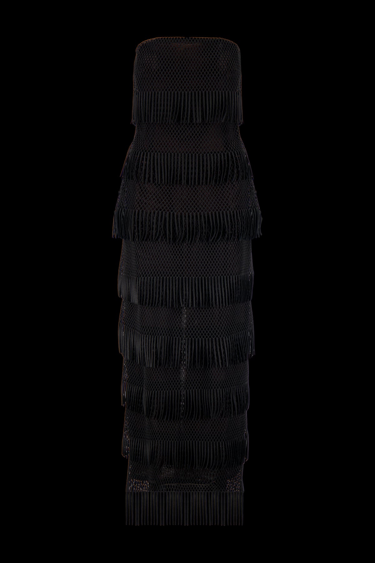 Macrame Lace Column Dress in Black