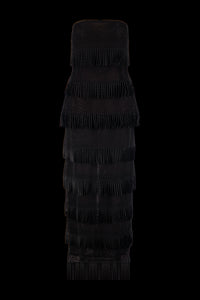Macrame Lace Column Dress in Black