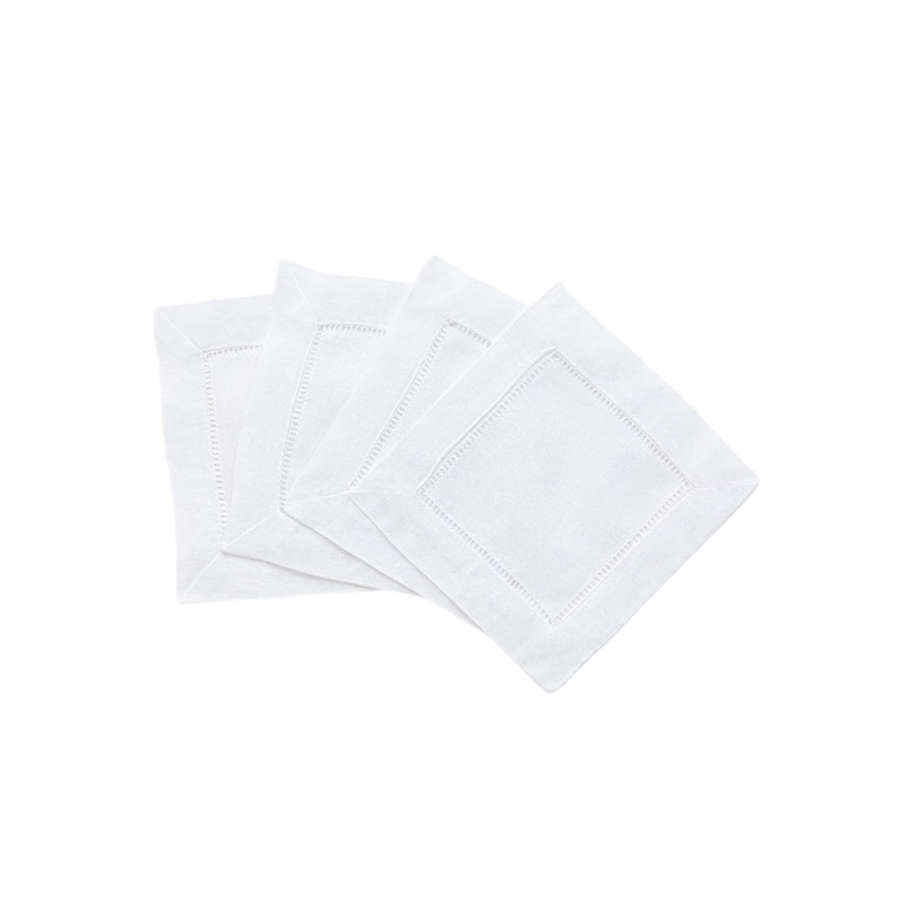 White Hemstitch Cocktail Napkin, Set of 4