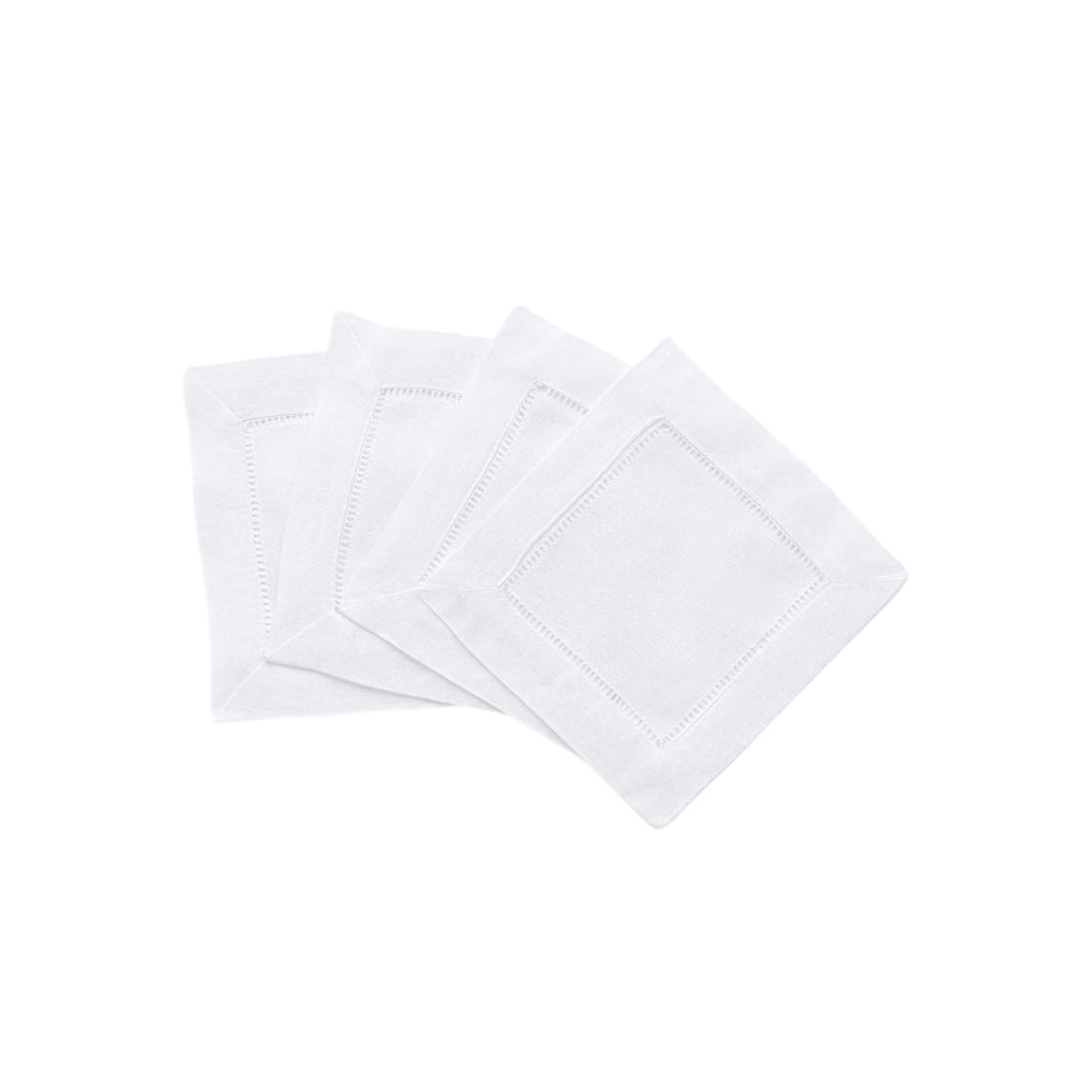 White Hemstitch Cocktail Napkin, Set of 4