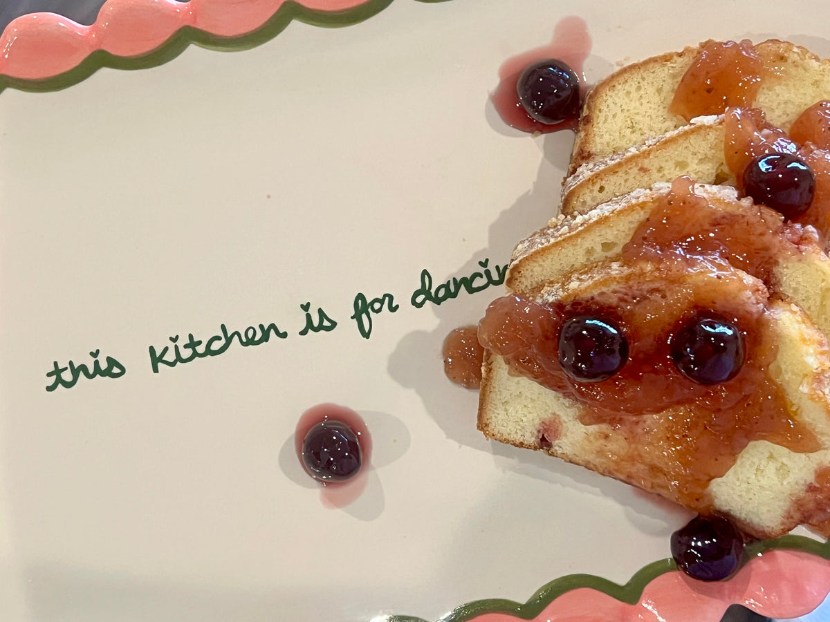 Hand-painted “This Kitchen is for Dancing” Scalloped Tray