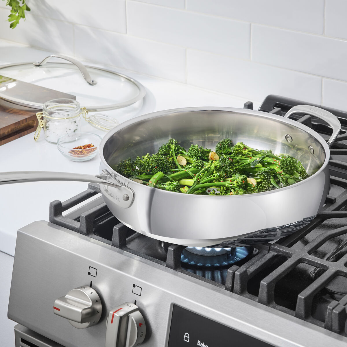 PureClad® Triple-Ply 5.5 Qt. Stainless Steel Sauté Pan with Helper Handle and Cover in Stainless Steel